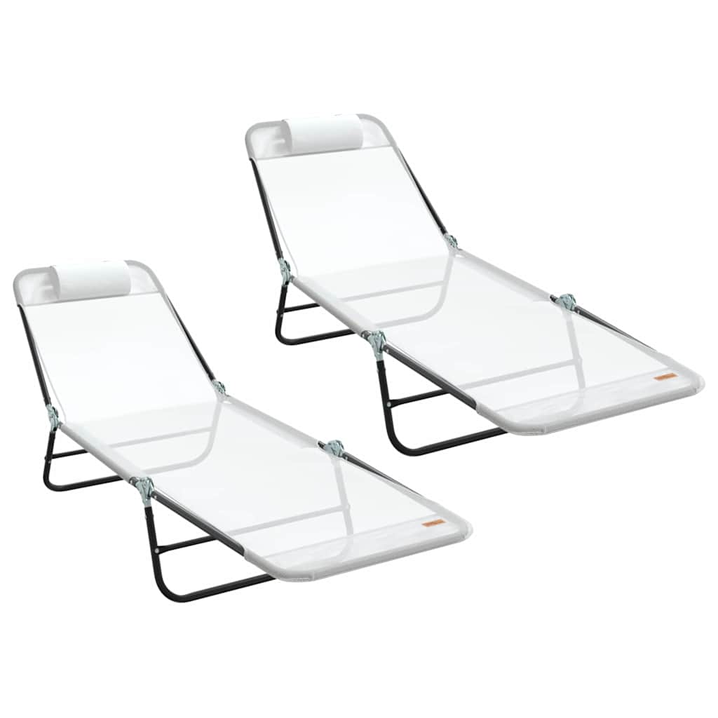 Klappbare Sonnenliege 2 pcs Creme 182 x 55 x 85,5 cm Textilene