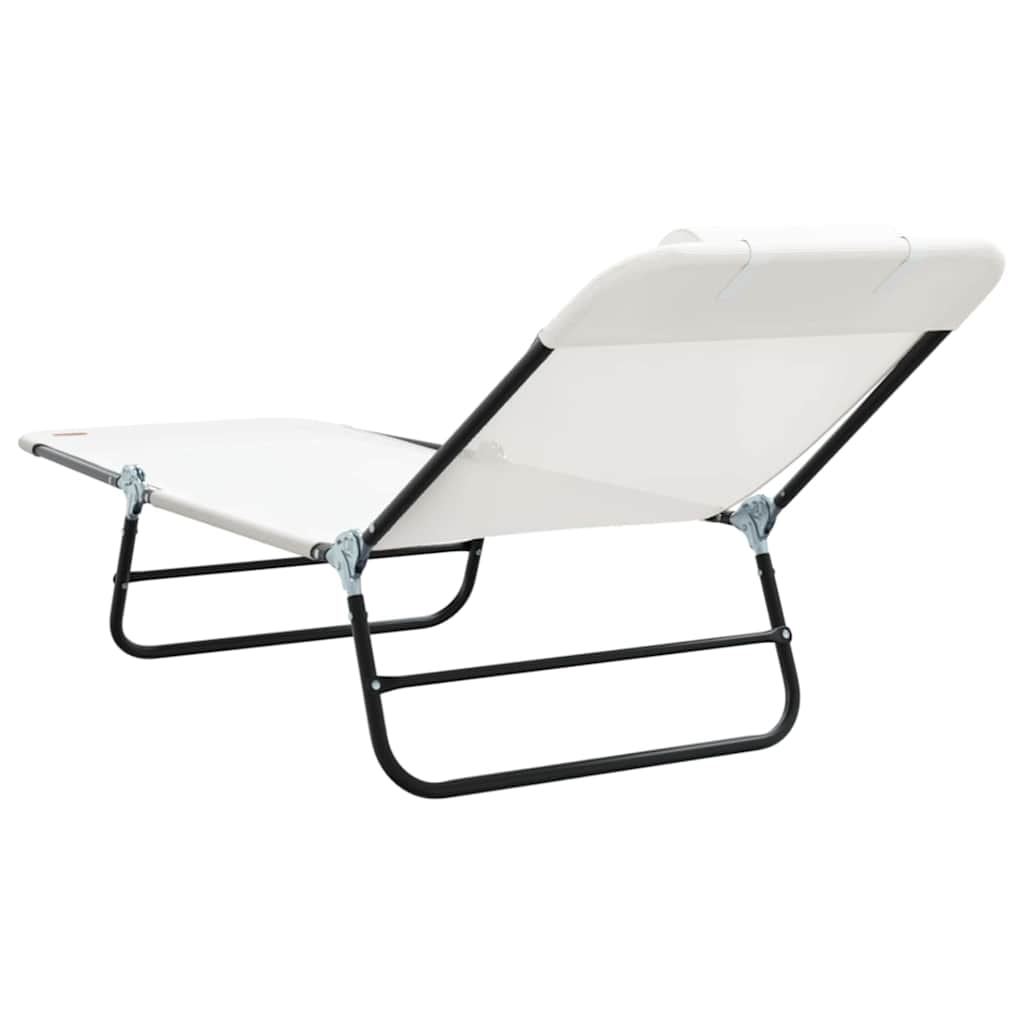 Klappbare Sonnenliege 2 pcs Creme 182 x 55 x 85,5 cm Textilene
