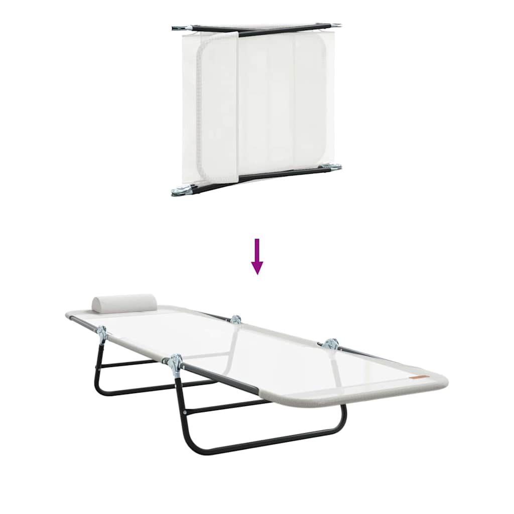 Klappbare Sonnenliege 2 pcs Creme 182 x 55 x 85,5 cm Textilene