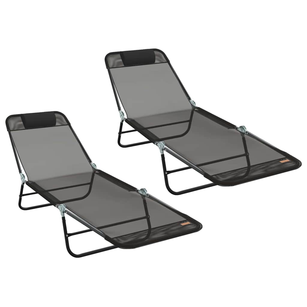 Klappbare Sonnenliege 2 pcs Schwarz 182 x 55 x 85,5 cm