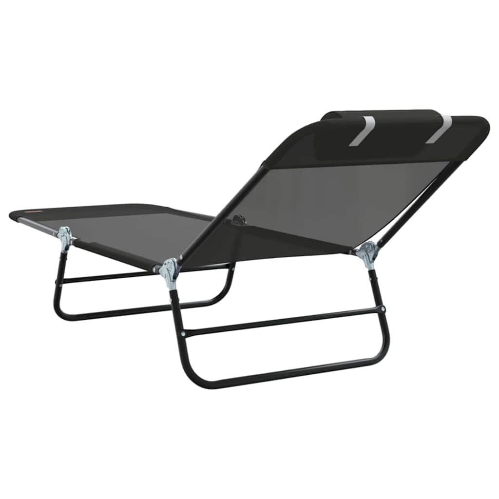 Klappbare Sonnenliege 2 pcs Schwarz 182 x 55 x 85,5 cm