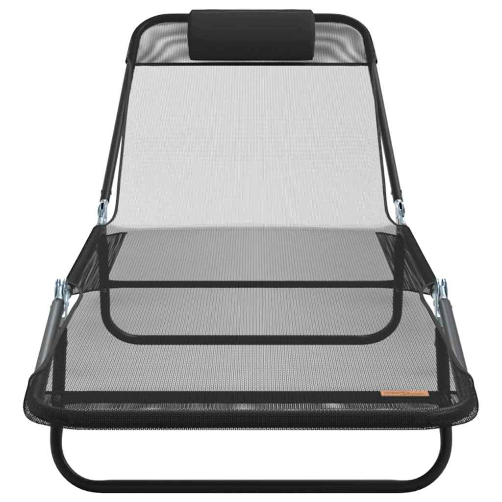 Klappbare Sonnenliege 2 pcs Schwarz 182 x 55 x 85,5 cm