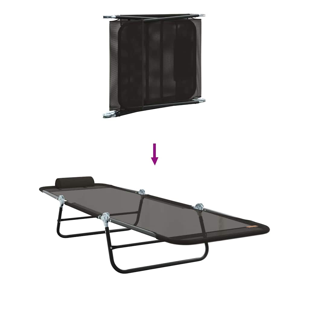 Klappbare Sonnenliege 2 pcs Schwarz 182 x 55 x 85,5 cm