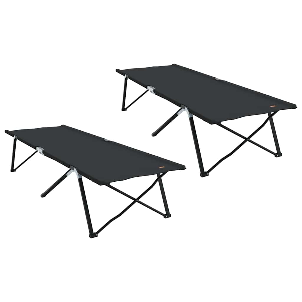 Klapp Schlafbett fürs Camping 2 pcs Schwarz 206 x 76 x 74 cm