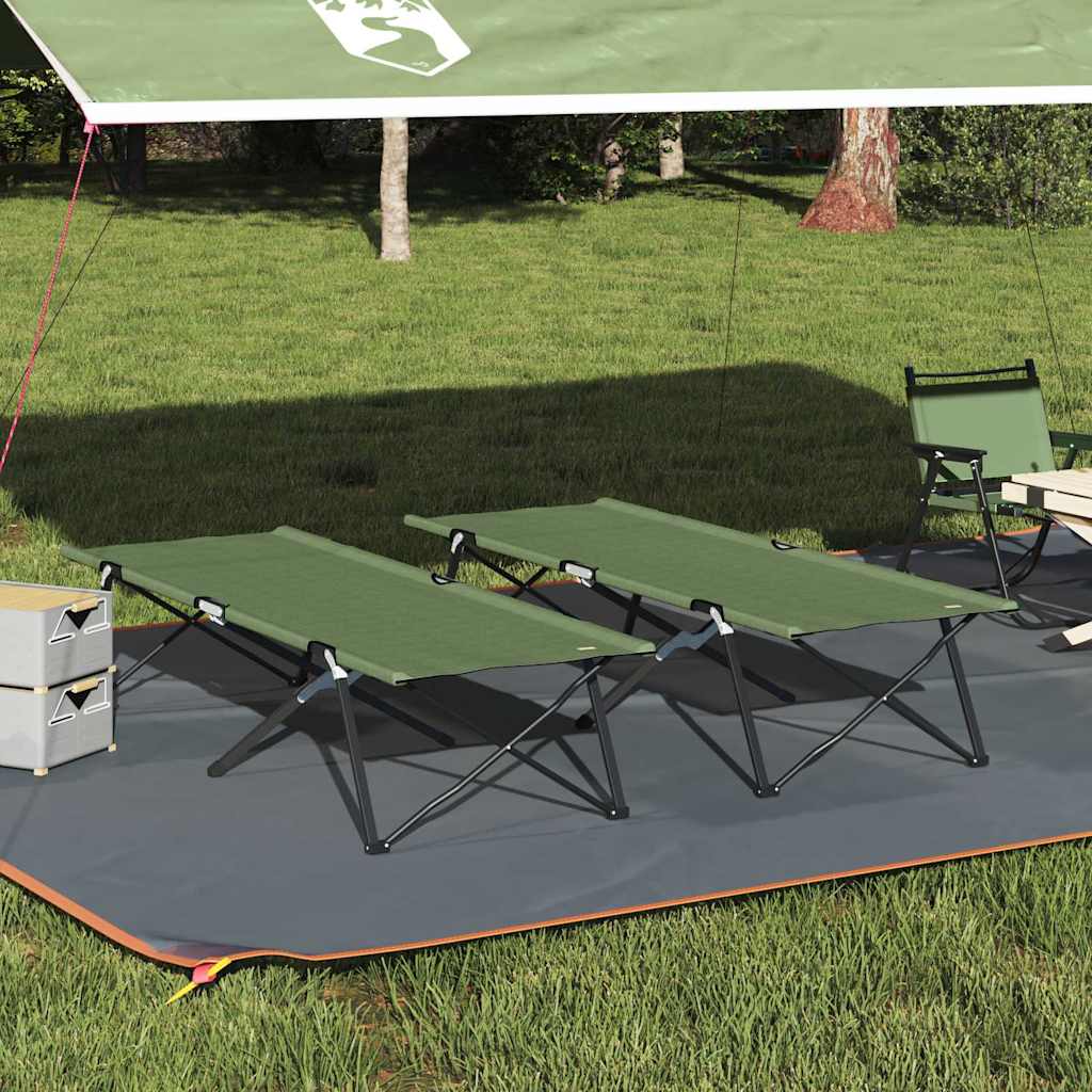 Klapp Schlafbett fürs Camping 2 pcs Grün 206 x 76 x 74 cm