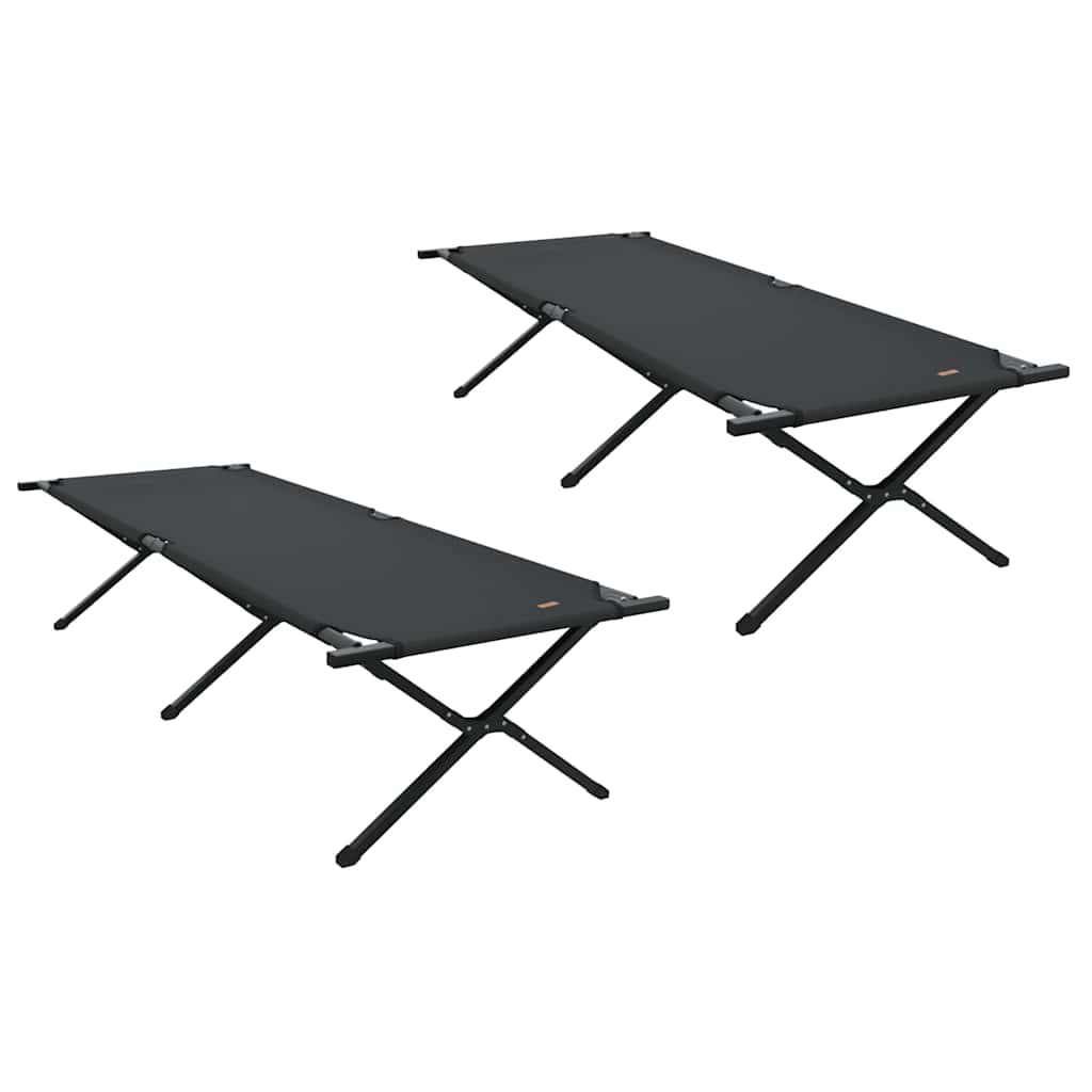 Klapp Schlafbett fürs Camping 2 pcs Schwarz 210 x 80 x 46 cm