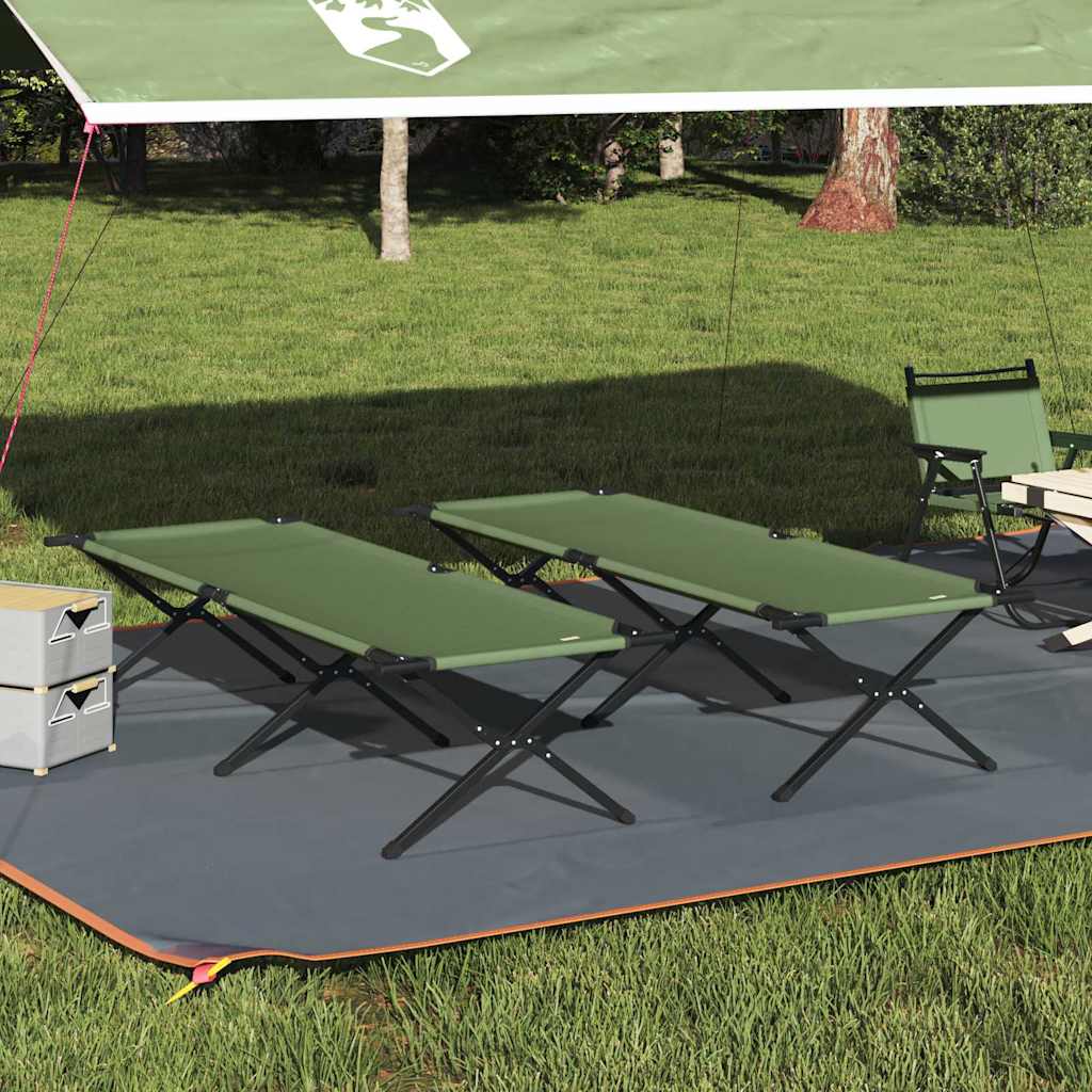 Klapp Schlafbett fürs Camping 2 pcs Grün 210 x 80 x 46 cm