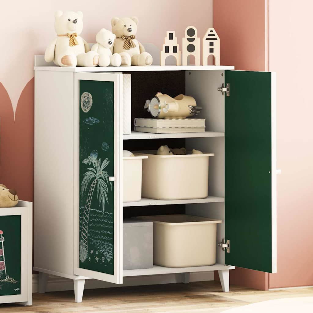 Schrank mit zwei Türen und Tafel-Front ROROS Weiß Holzwerkstoff
