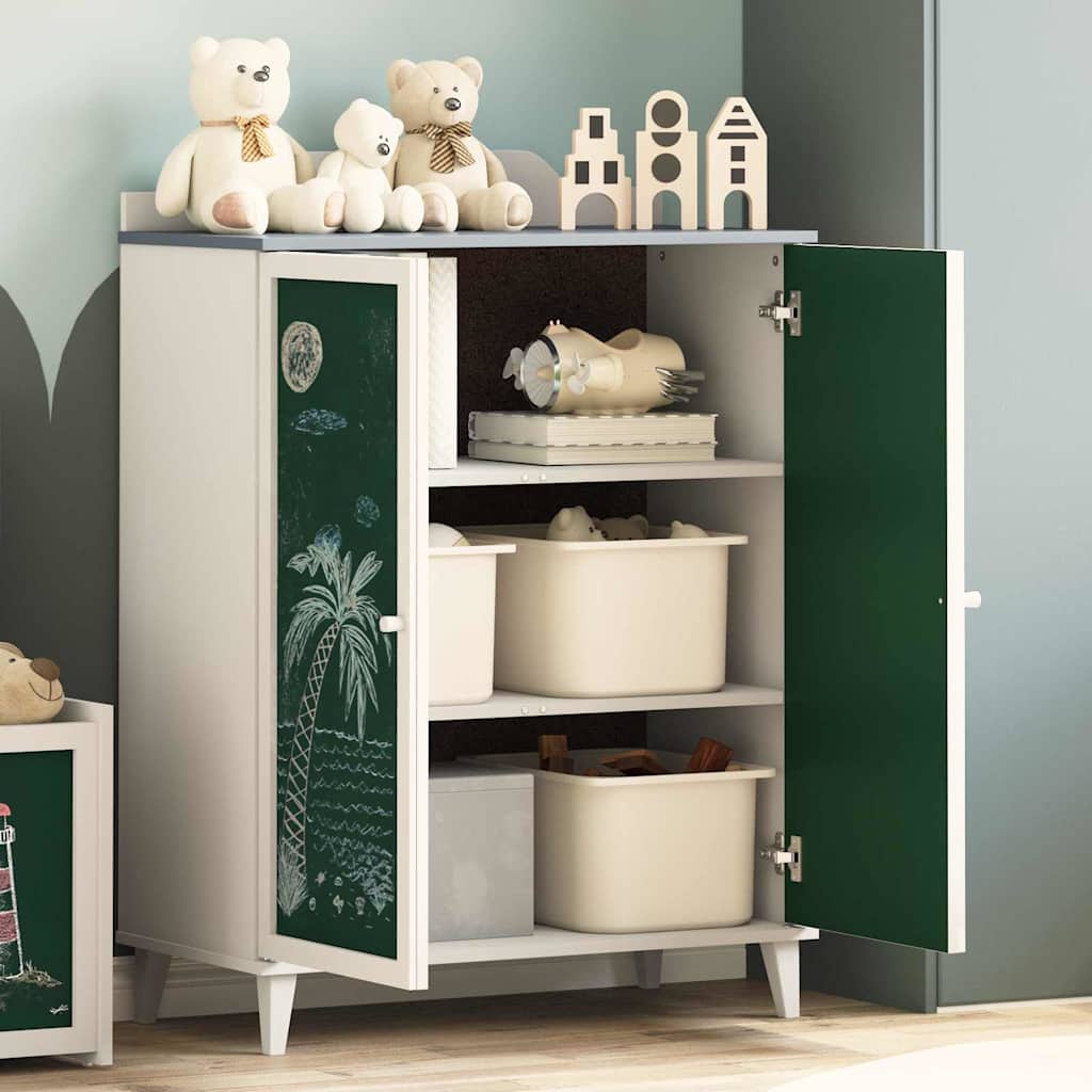 Schrank mit zwei Türen und Tafel-Front ROROS Grau und Weiß