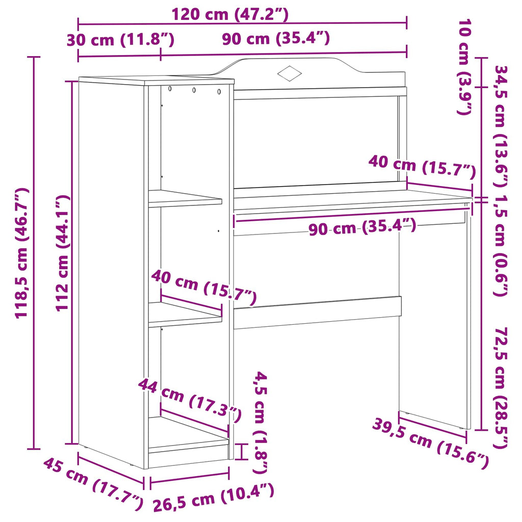 Schreibtisch mit offener Ablage und Kreidetafel ROROS Weiß