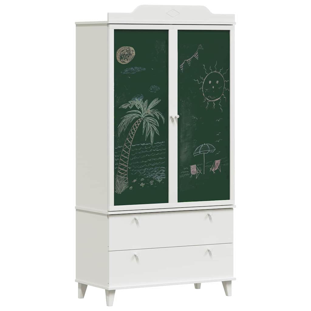 Kreidetafel Kleiderschrank mit Tür ROROS Weiß 90 x 45 x 180 cm