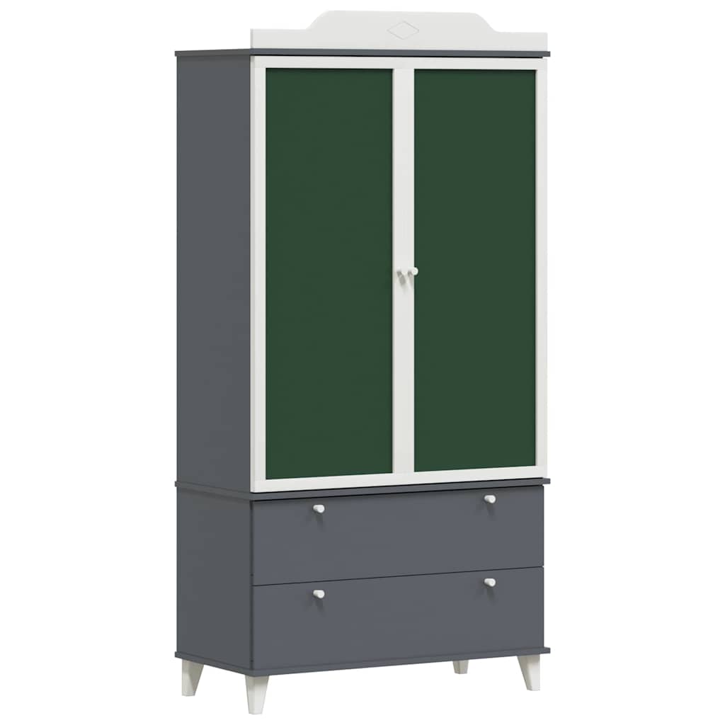 Kreidetafel Kleiderschrank ROROS Grau und Weiß 90 x 45 x 180 cm