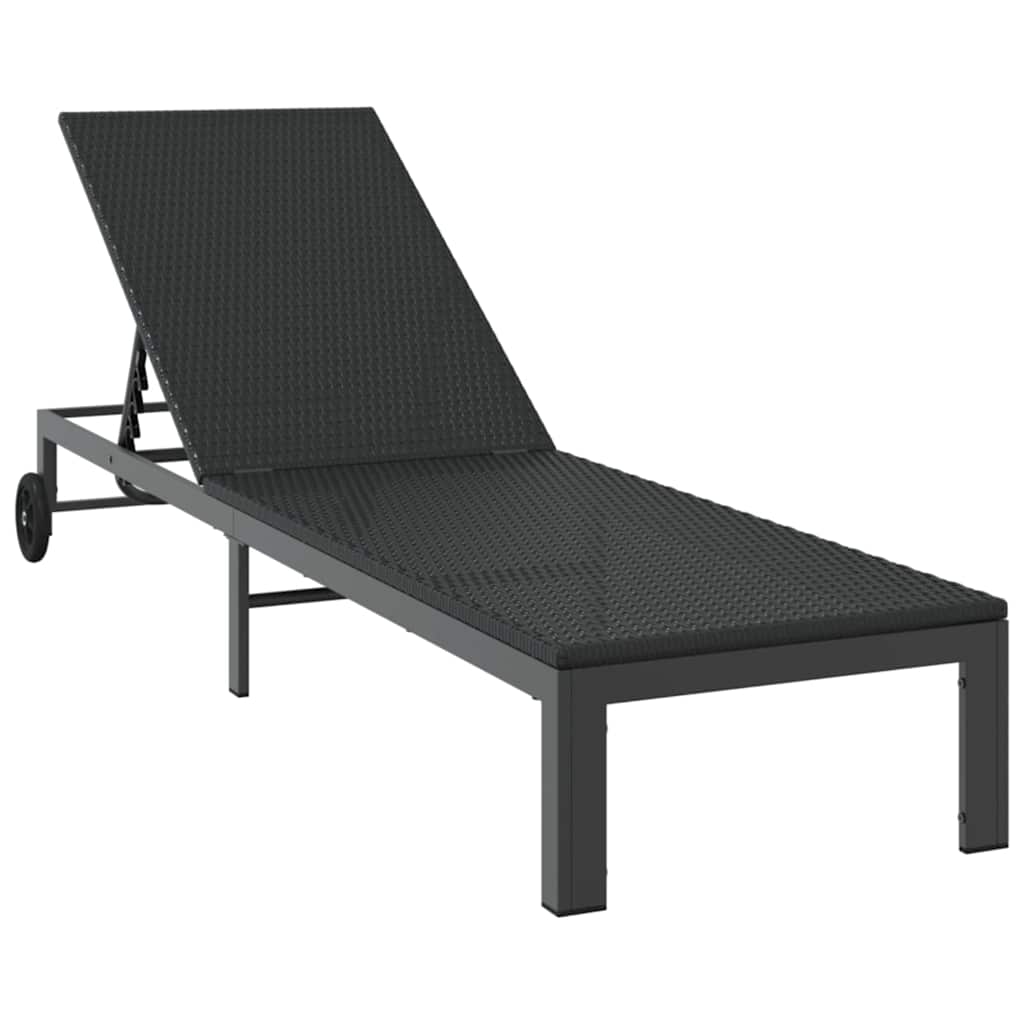 Sonnenliege Poly-Rattan Schwarz