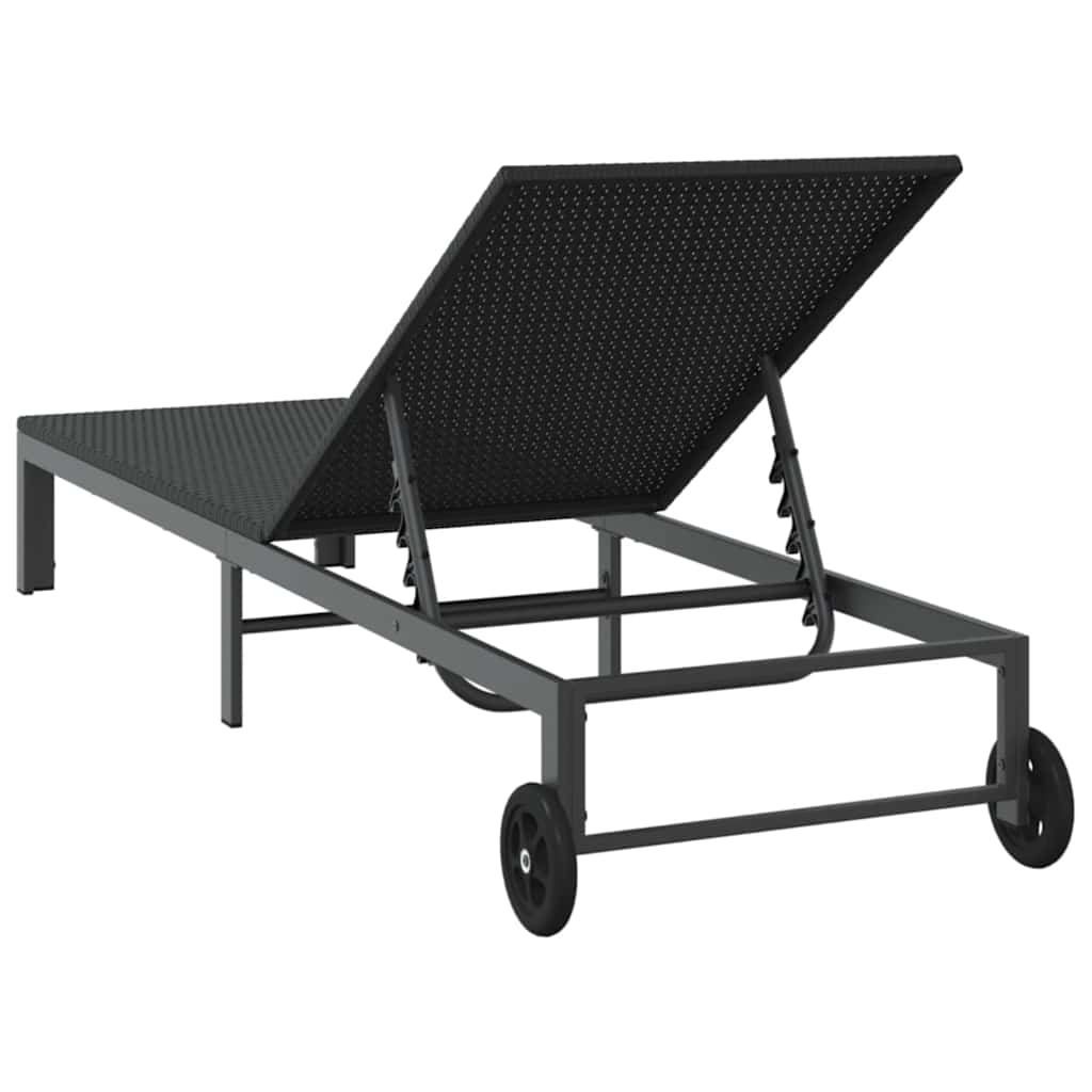Sonnenliege Poly-Rattan Schwarz