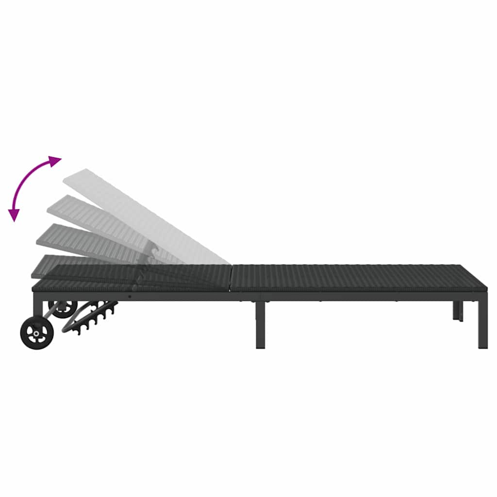 Sonnenliege Poly-Rattan Schwarz