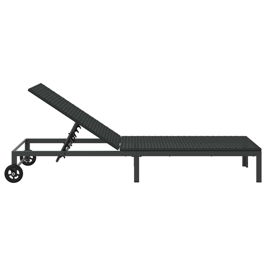 Sonnenliege Poly-Rattan Schwarz
