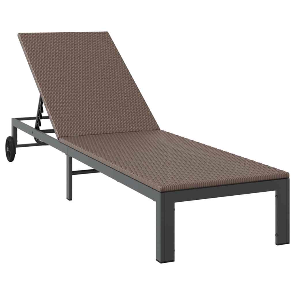 Sonnenliege 2-Person 3 pcs Braun Poly-Rattan