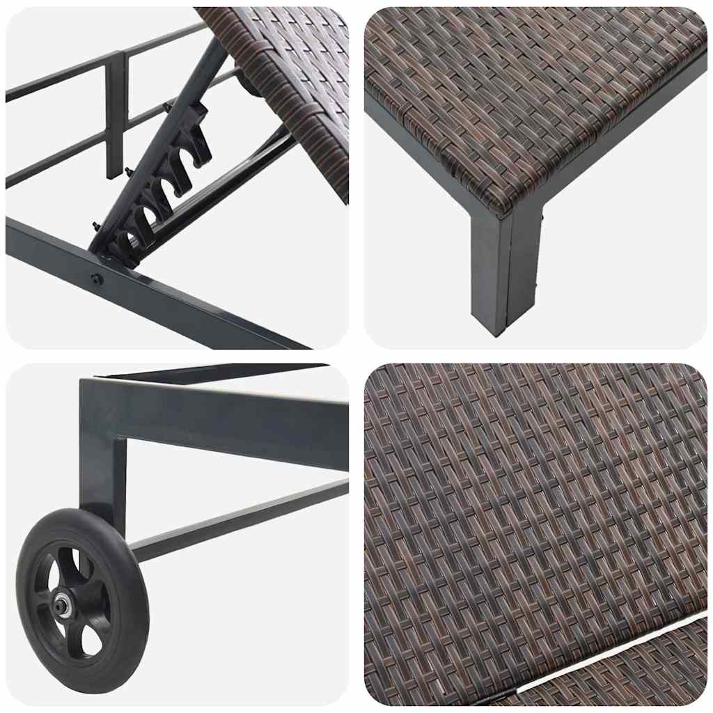 Sonnenliege Poly-Rattan Braun