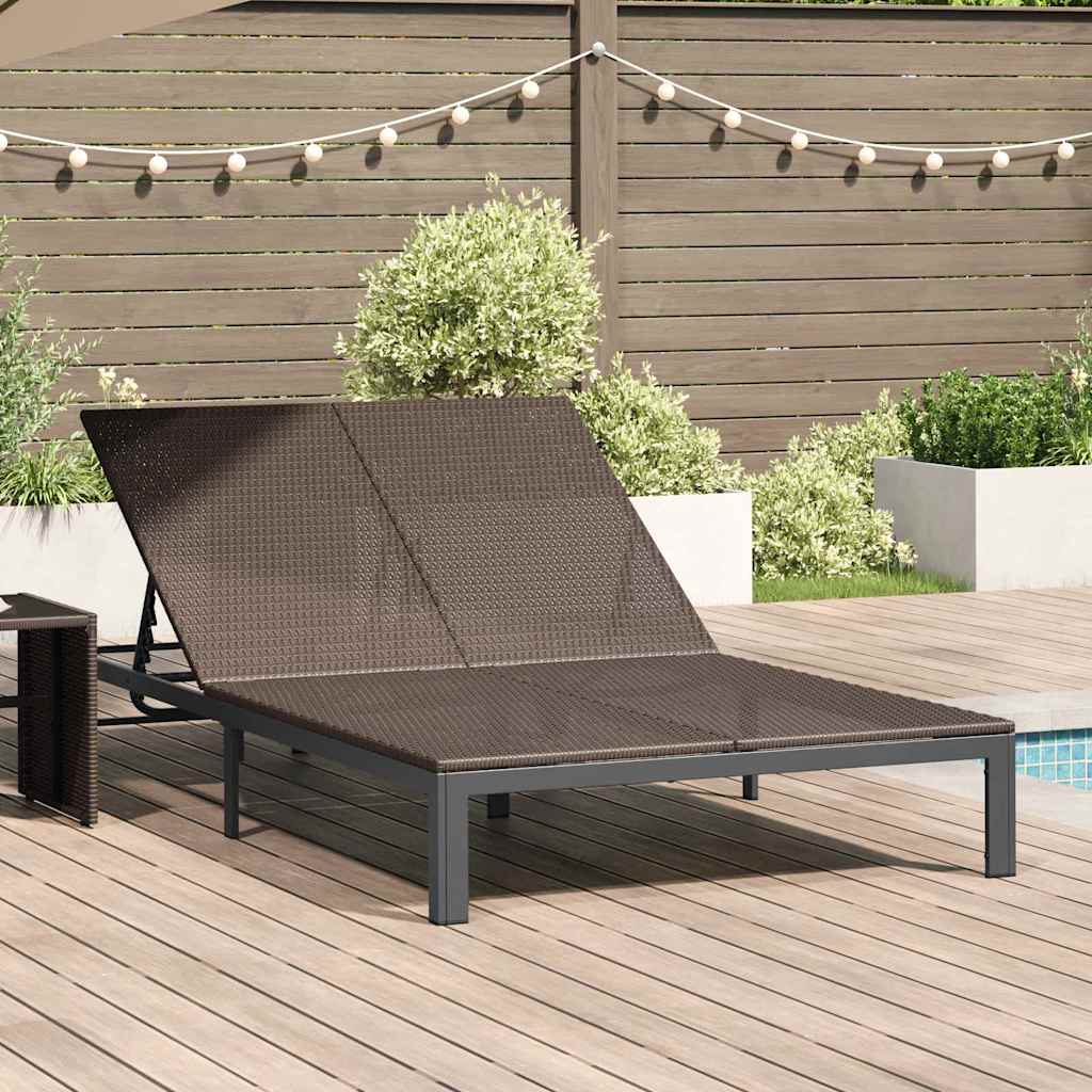 Sonnenliege Poly-Rattan Braun