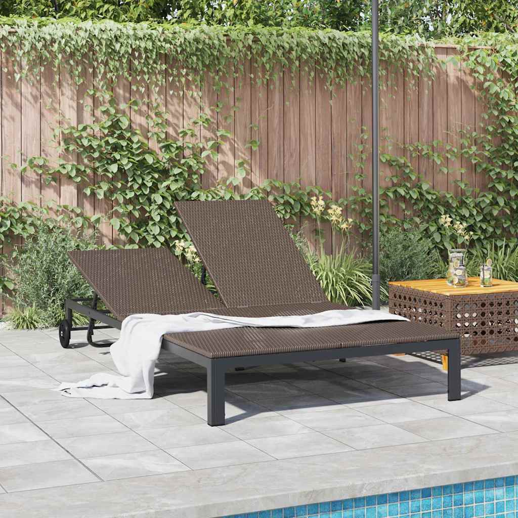 Sonnenliege Poly-Rattan Braun