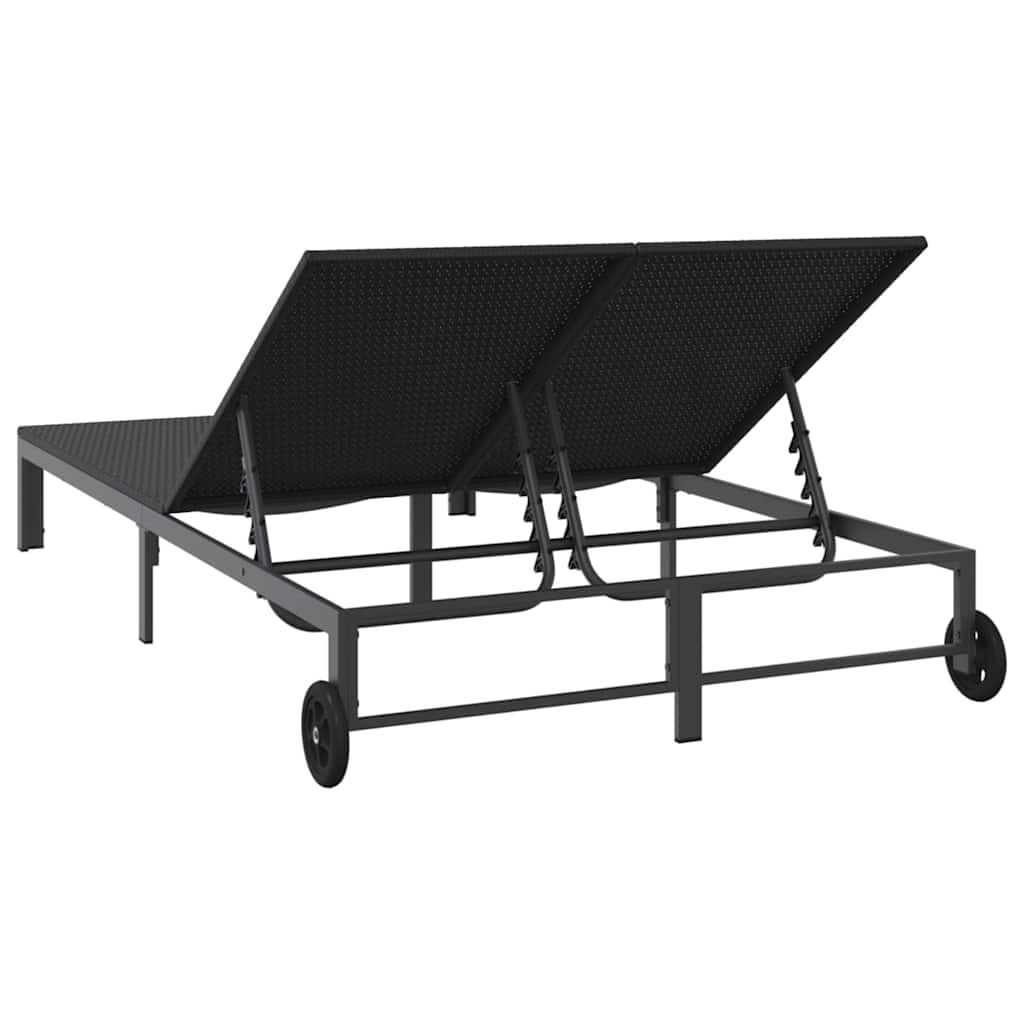 Sonnenliege Poly-Rattan Schwarz