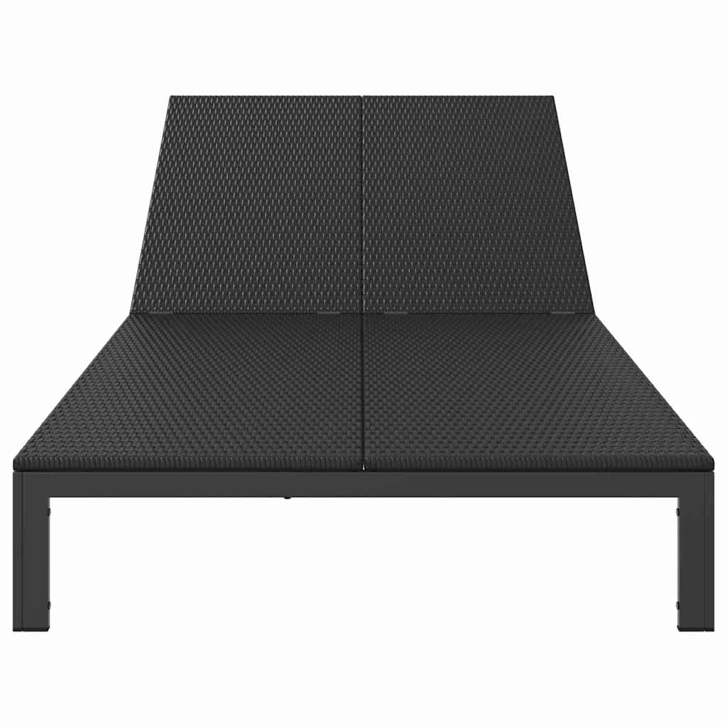 Sonnenliege Poly-Rattan Schwarz