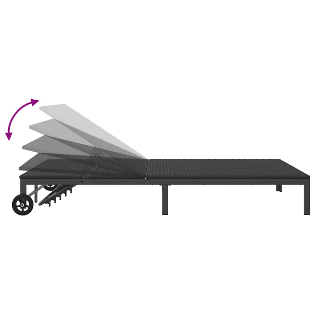 Sonnenliege Poly-Rattan Schwarz