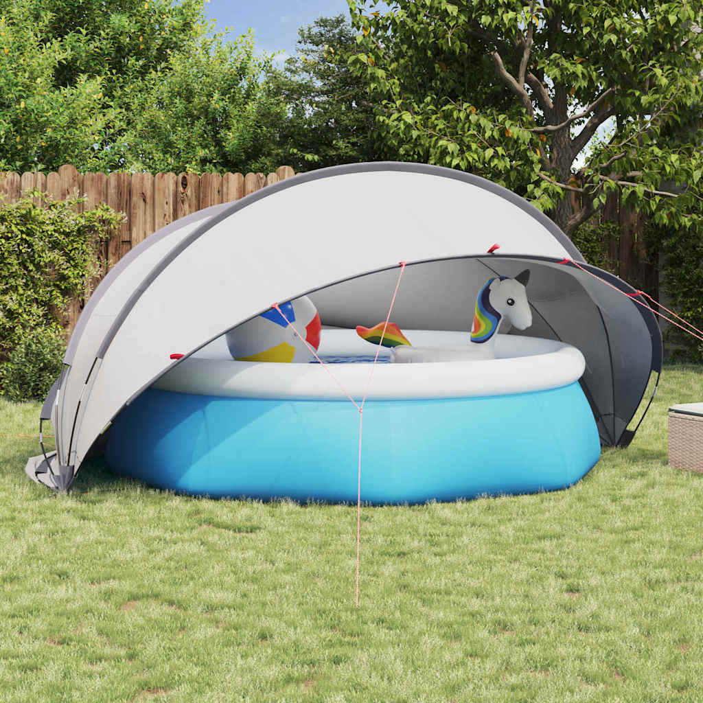 Pool-Dome Grau und Orange 405 x 405 x 192 cm