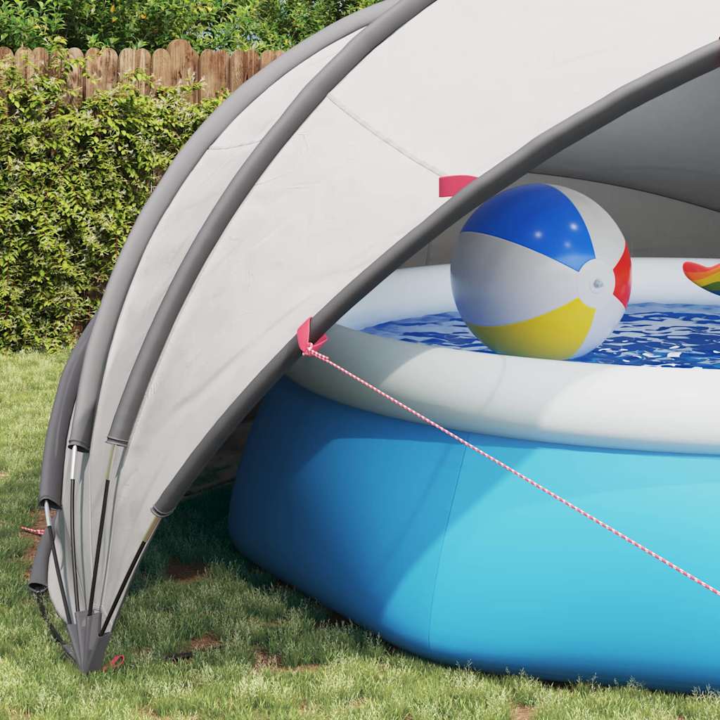 Pool-Dome Grau und Orange 500 x 500 x 236 cm