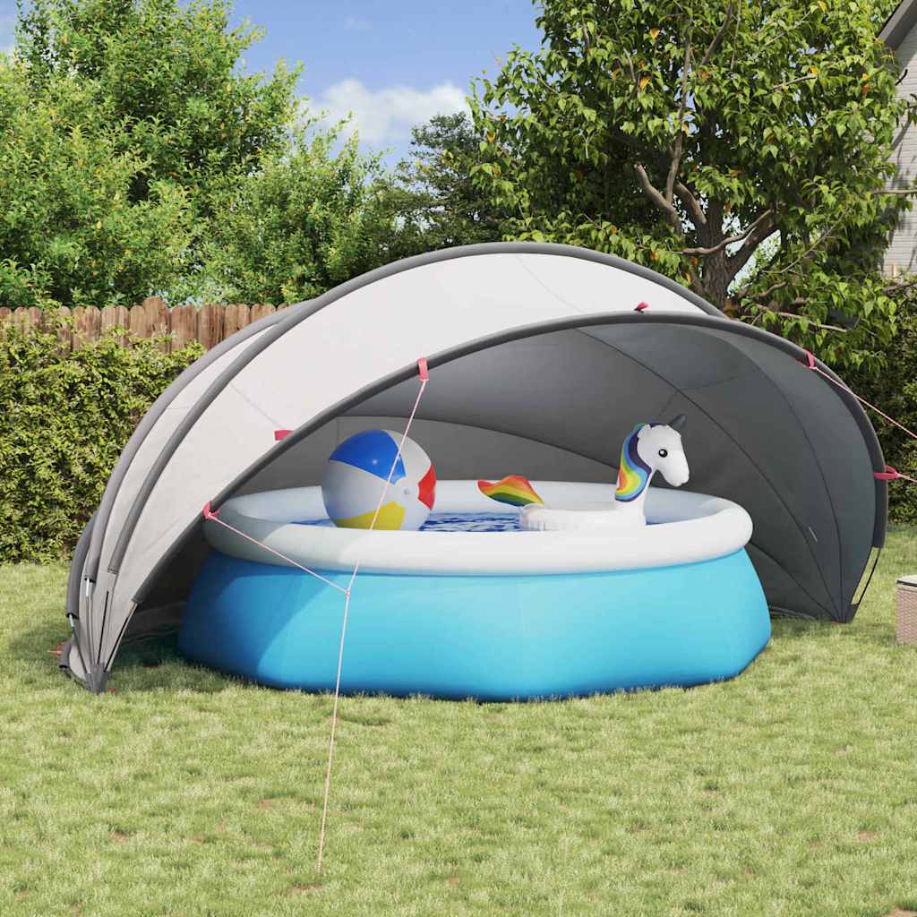 Pool-Dome Grau und Orange 500 x 500 x 236 cm