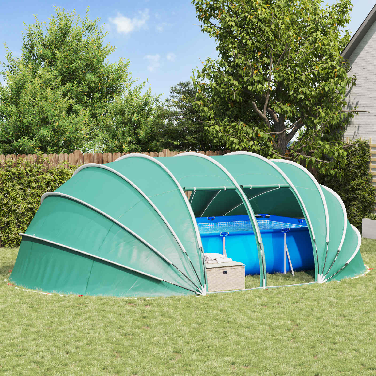 Poolzelt Kuppel Blau 538 x 440 x 204 cm