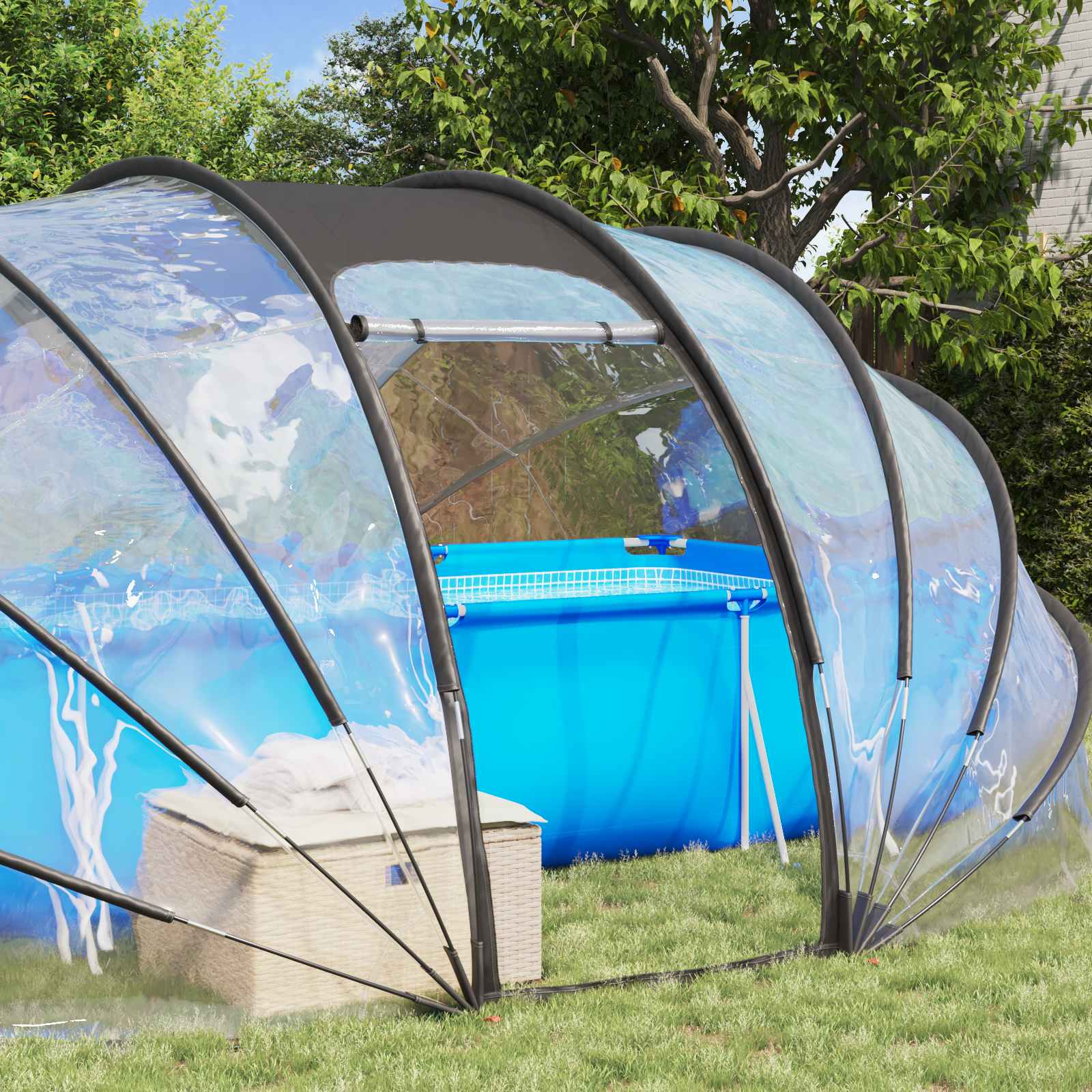 Poolzelt Kuppel Transparent 538 x 440 x 204 cm PVC
