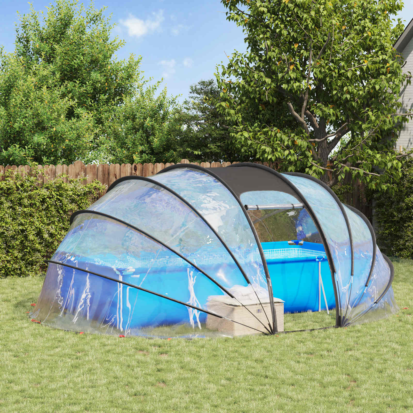 Poolzelt Kuppel Transparent 538 x 440 x 204 cm PVC