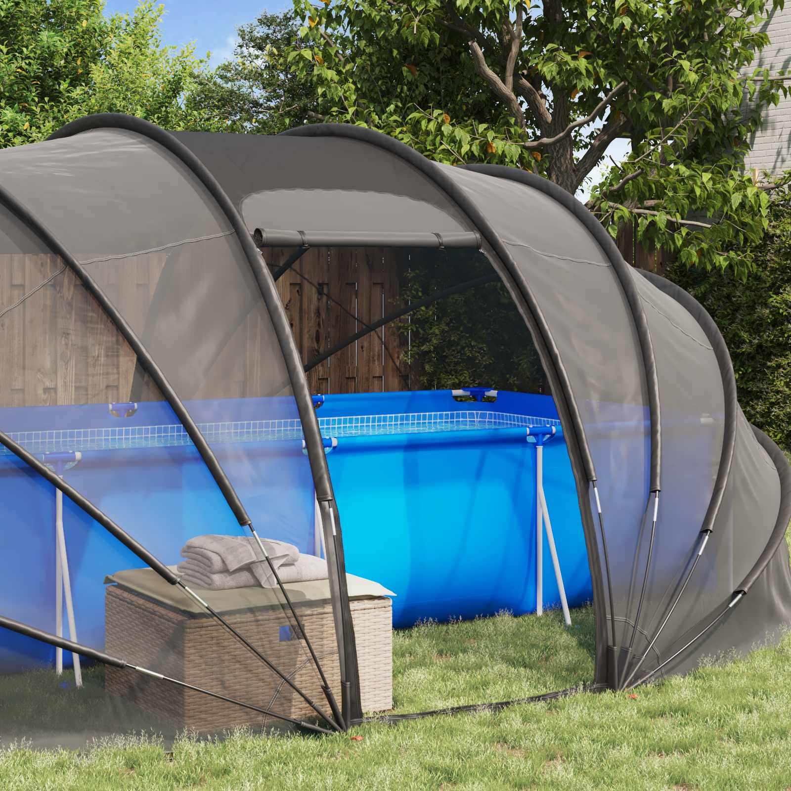 Poolzelt Kuppel Transparent 538 x 440 x 204 cm