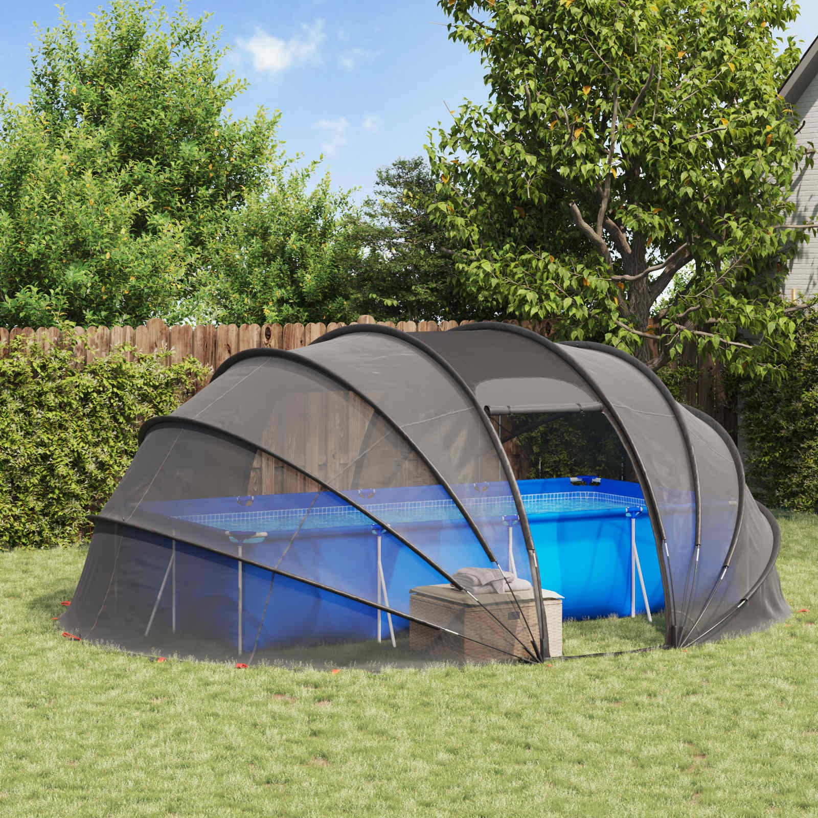 Poolzelt Kuppel Transparent 538 x 440 x 204 cm