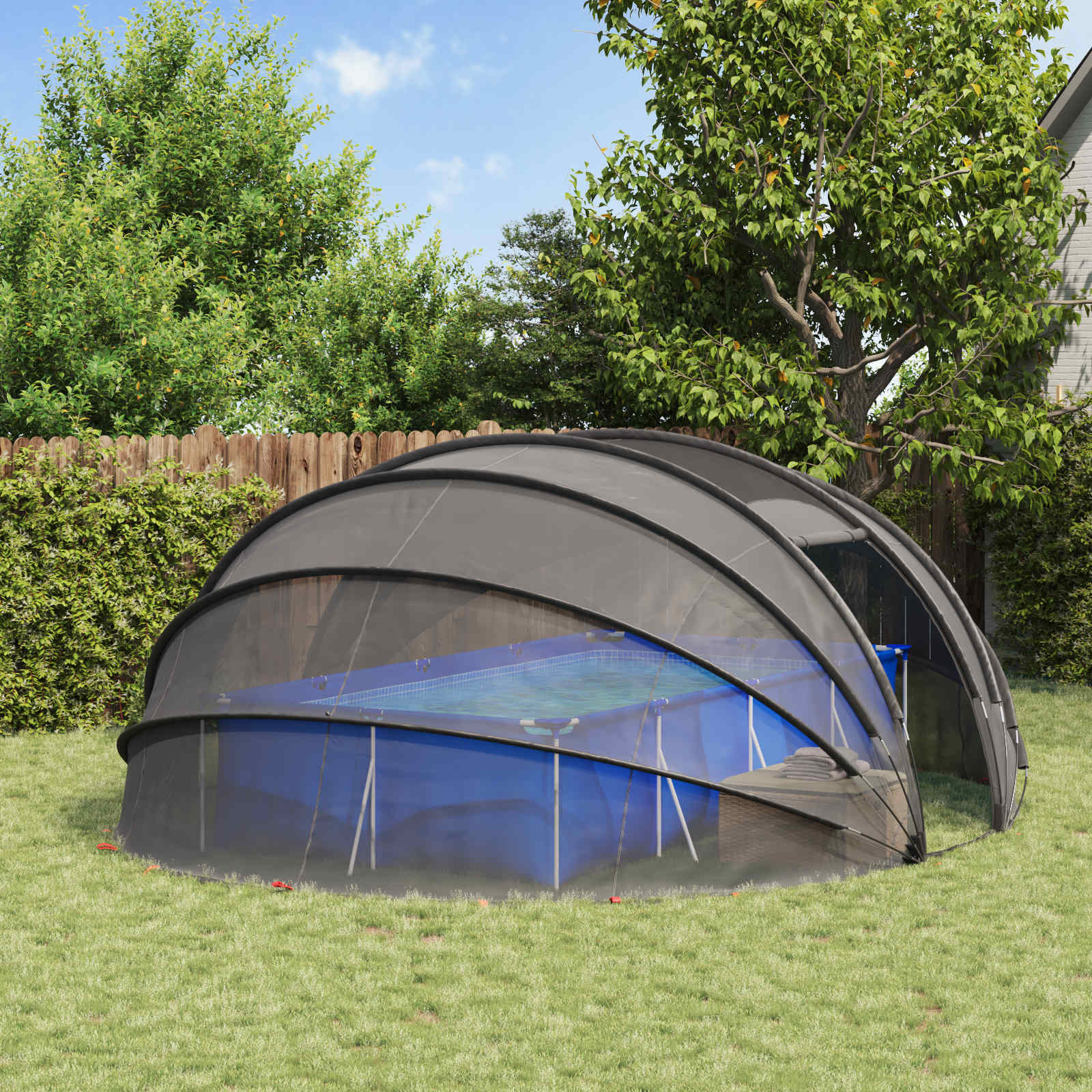 Poolzelt Kuppel Transparent 538 x 440 x 204 cm