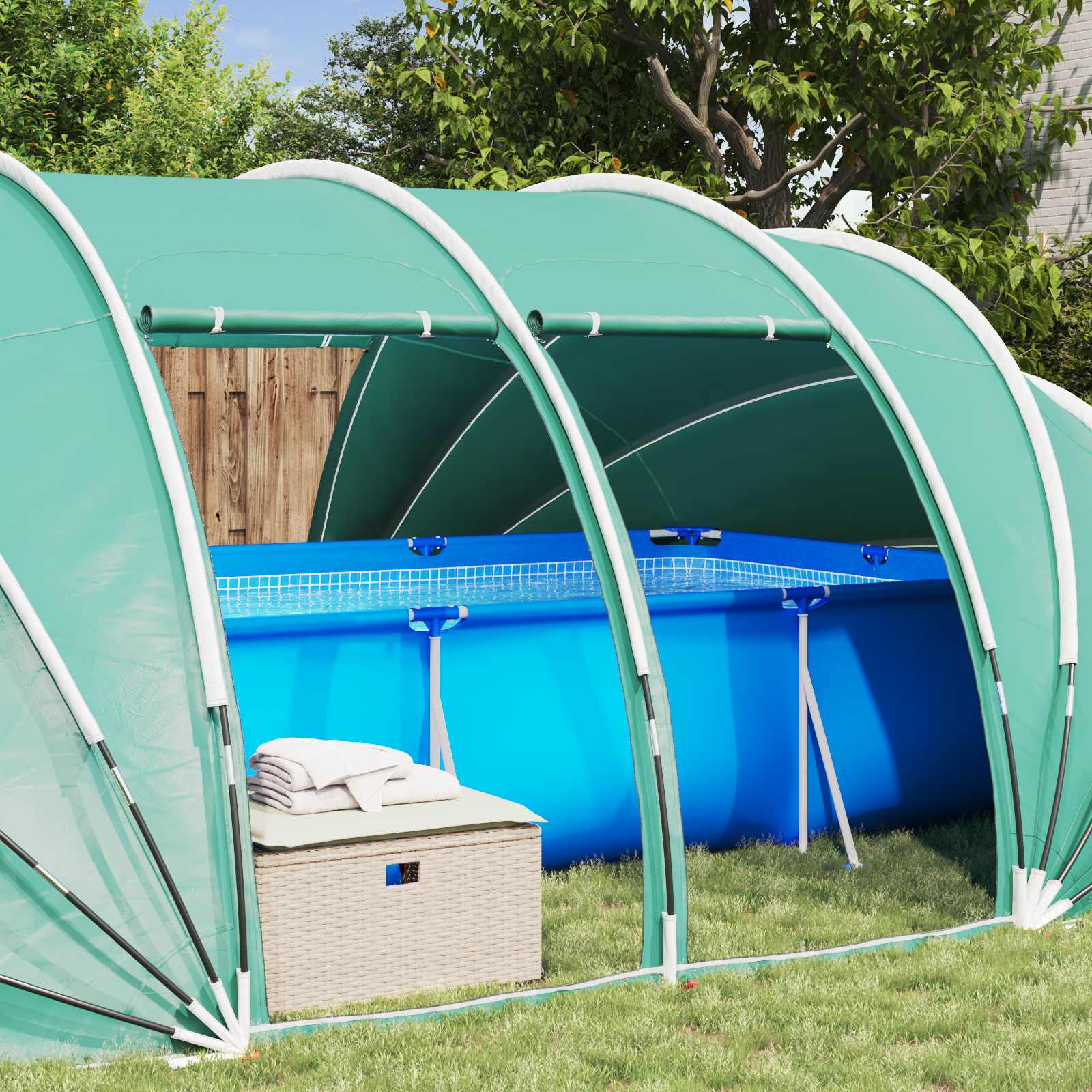 Poolzelt Kuppel Blau 640 x 432 x 205 cm
