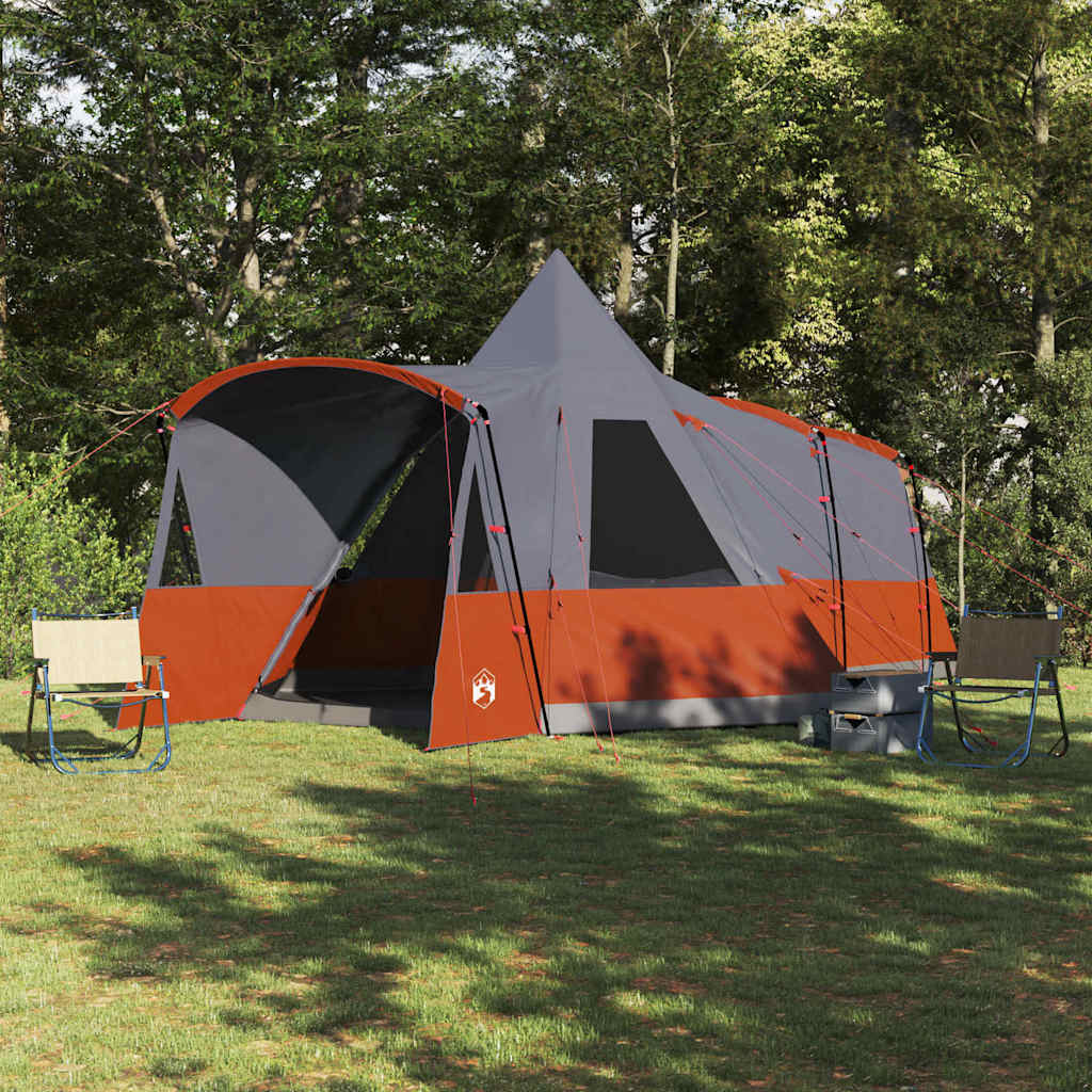 Teepee Zelt für 8 Personen Grau und Orange 720 x 465 x 295 cm