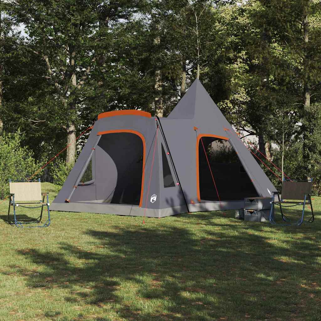 Teepee Zelt für 5 Personen Grau und Orange 545 x 450 x 295 cm