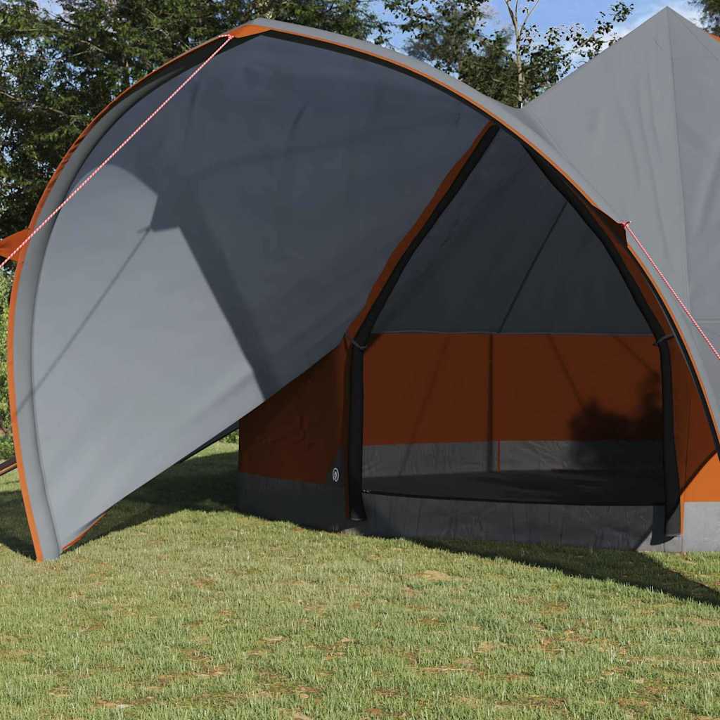 Teepee Zelt für 7 Personen Grau und Orange 600 x 600 x 347 cm