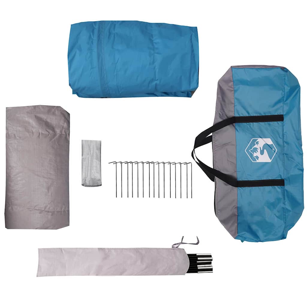 Kabine Zelt 12-Personen Blau und Grau 500 x 500 x 294 cm