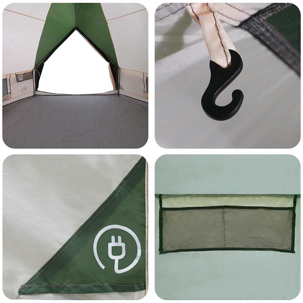 Teepee Zelt für 10 Personen Grün und Weiß 567 x 470 x 242 cm