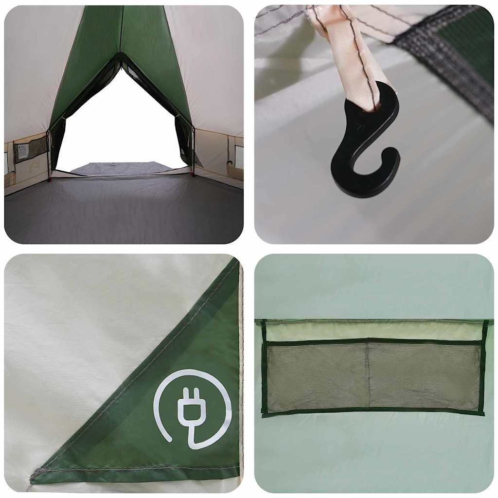 Teepee Zelt für 8 Personen Grün und Weiß 490 x 410 x 210 cm