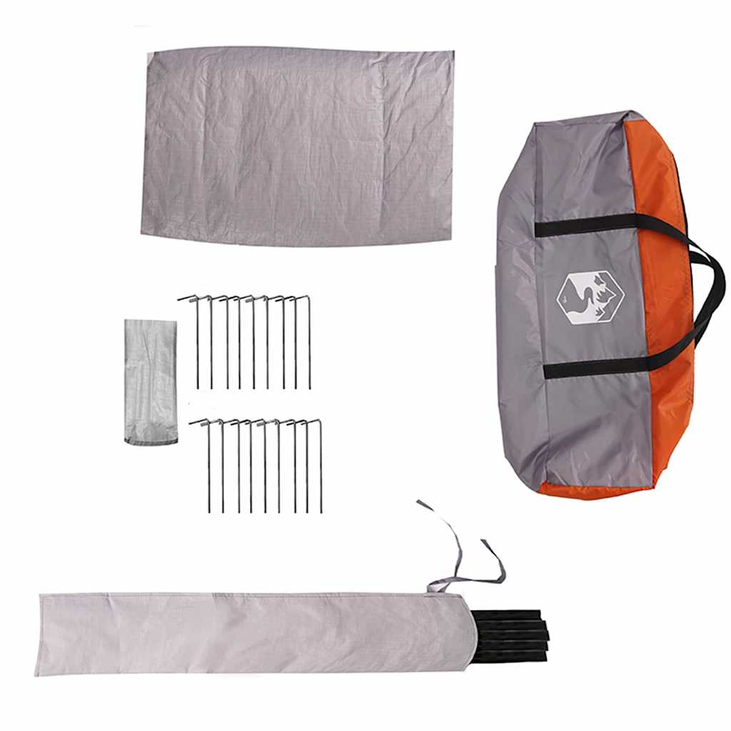 Teepee Zelt für 4 Personen Grau und Orange 388 x 320 x 169 cm