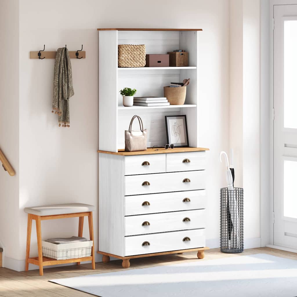 Hutch ASKIM Weiß 91 x 40 x 200,5 cm Massives Kiefernholz