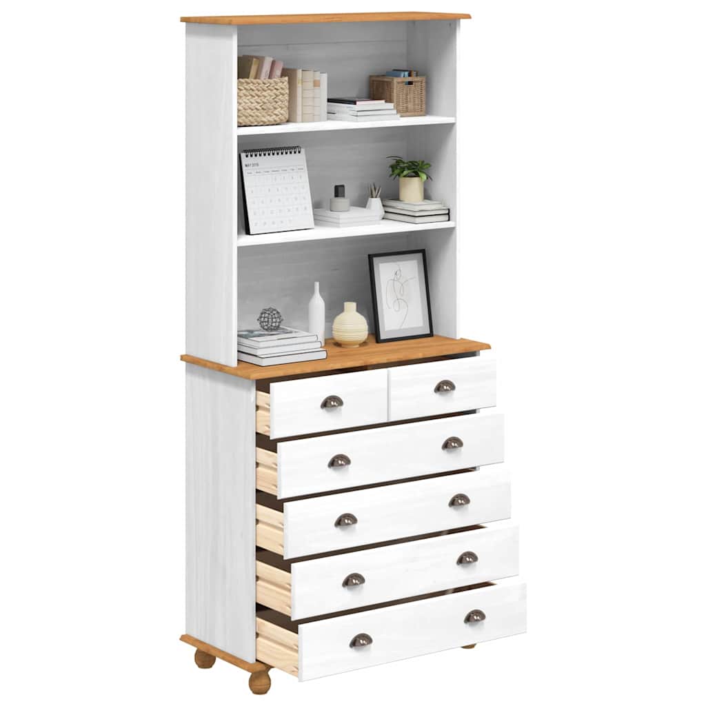 Hutch ASKIM Weiß 91 x 40 x 200,5 cm Massives Kiefernholz