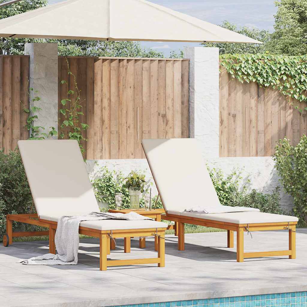 Sonnenliege 3 pcs Braun Massivholz Akazie