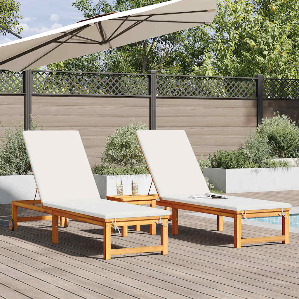 Sonnenliege 3 pcs Braun Massivholz Akazie