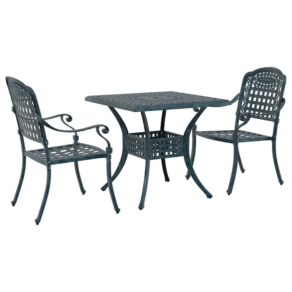 Gartentisch Set 3 pcs Grün Gussaluminium