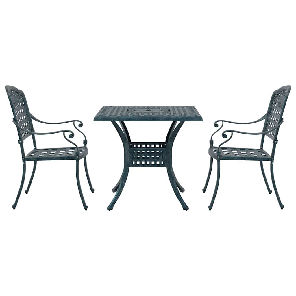 Gartentisch Set 3 pcs Grün Gussaluminium